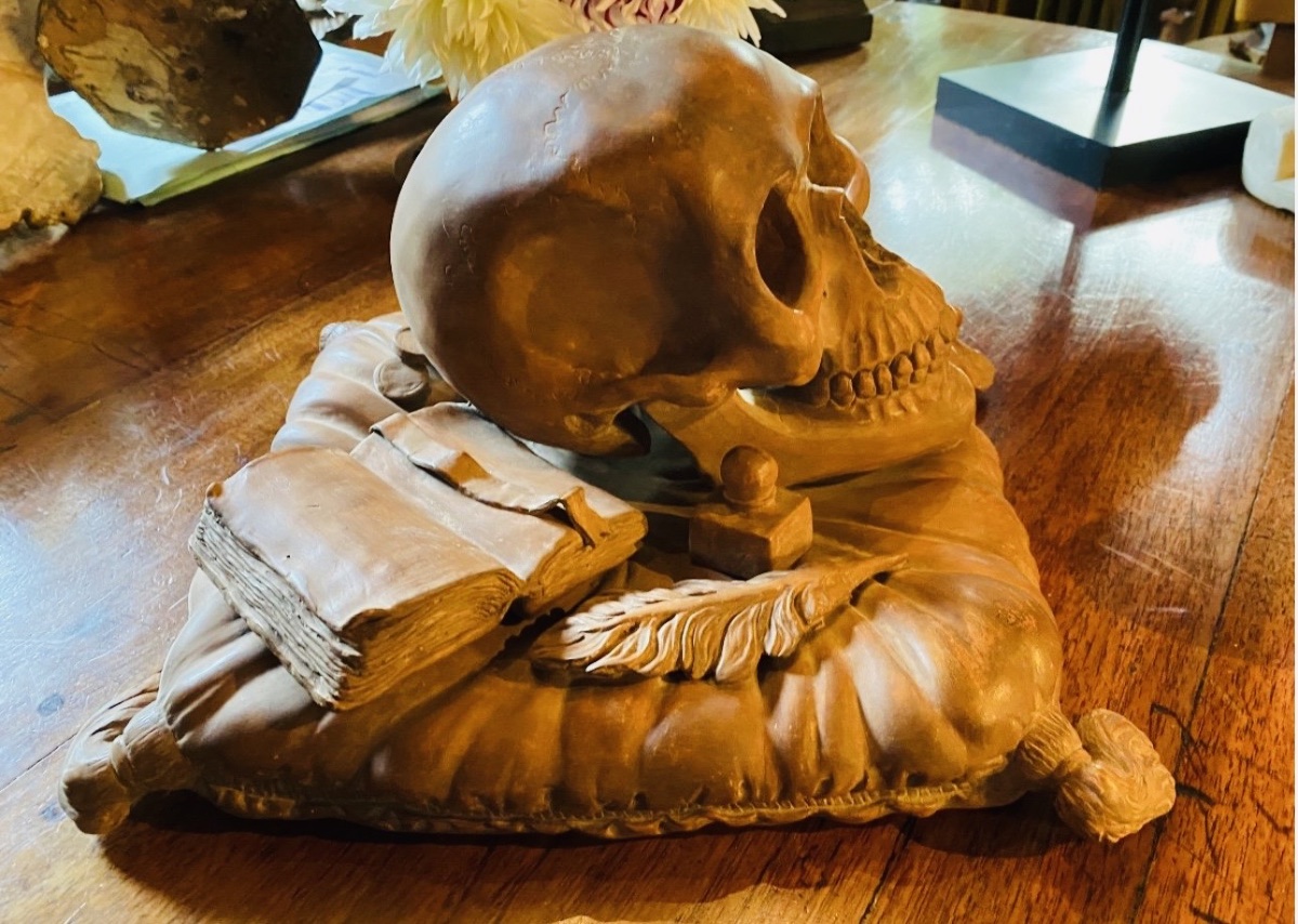 RARE VANITÉ « MEMENTO MORI » EN TERRE CUITE - FIN XIX* / DÉBUT XX* SIÈCLE-photo-4