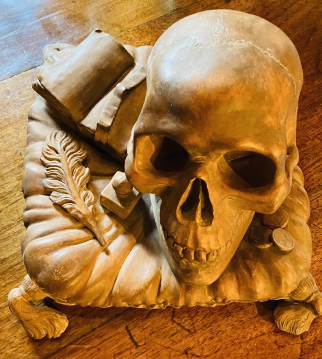 RARE VANITÉ « MEMENTO MORI » EN TERRE CUITE - FIN XIX* / DÉBUT XX* SIÈCLE-photo-6