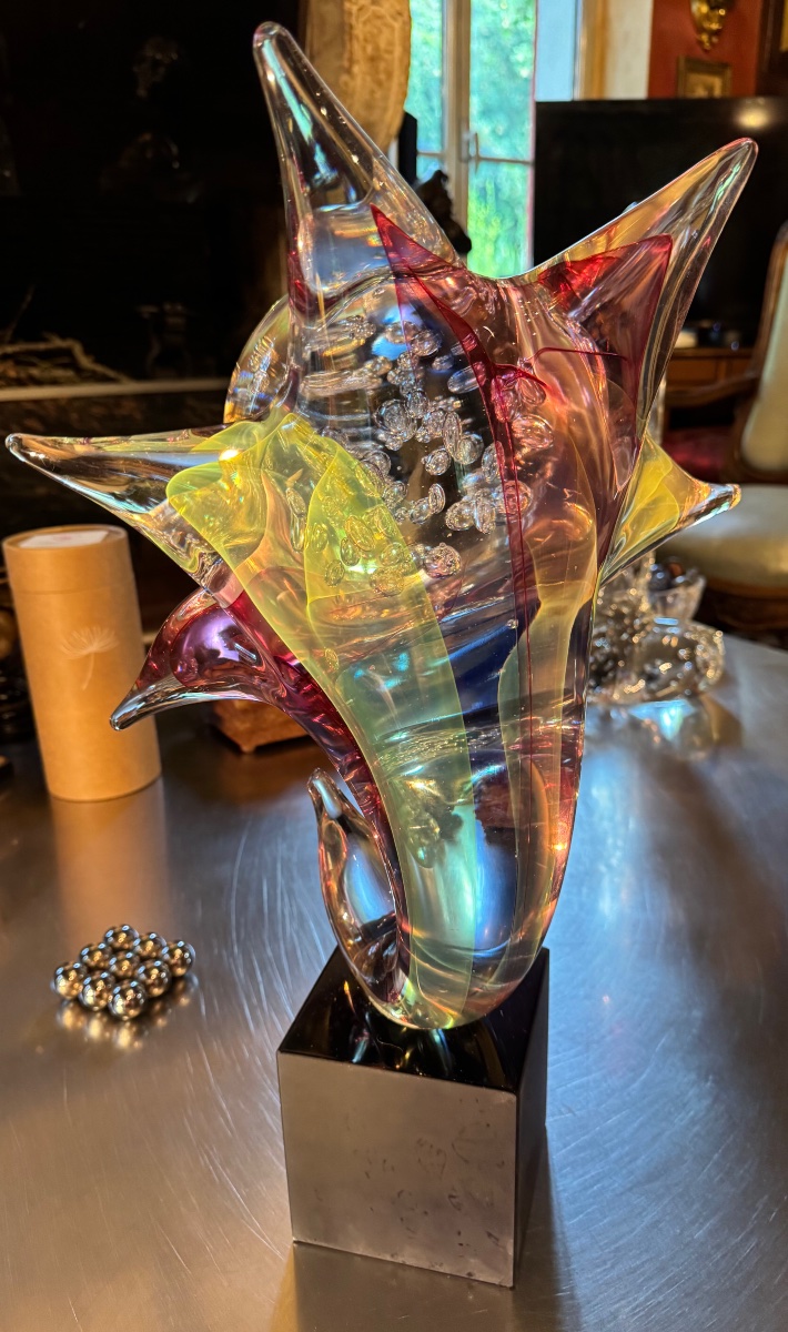 Roberto Camozzo — Large Murano Glass Flower, 20th Century-photo-3