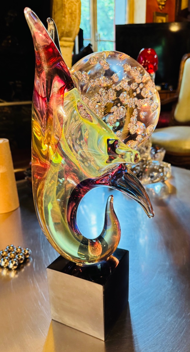 Roberto Camozzo — Large Murano Glass Flower, 20th Century-photo-8