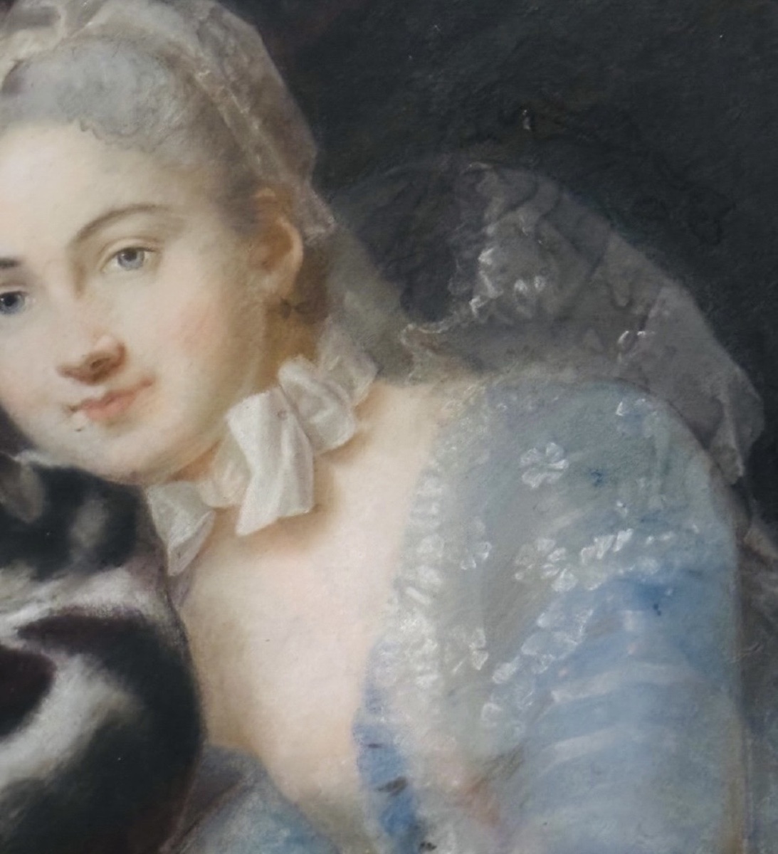 PAIRE DE PASTELS ROMANTIQUES AUX JEUNES FEMMES, ÉPOQUE XIX® SIÈCLE-photo-3