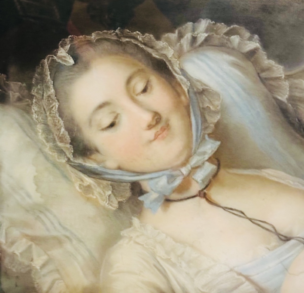 PAIRE DE PASTELS ROMANTIQUES AUX JEUNES FEMMES, ÉPOQUE XIX® SIÈCLE-photo-4