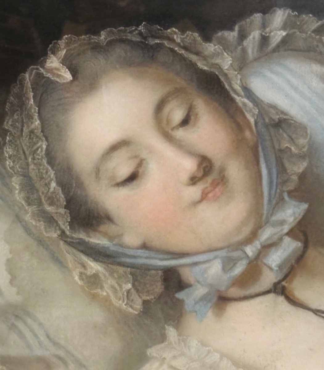 PAIRE DE PASTELS ROMANTIQUES AUX JEUNES FEMMES, ÉPOQUE XIX® SIÈCLE-photo-1