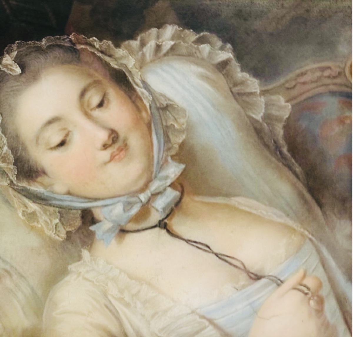 PAIRE DE PASTELS ROMANTIQUES AUX JEUNES FEMMES, ÉPOQUE XIX® SIÈCLE-photo-7