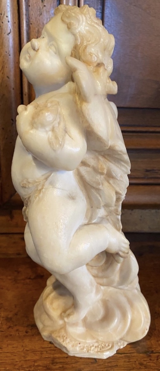 Zephyr, A Charming Albastre Statue — Italy, First Half Of The 18th Century-photo-3