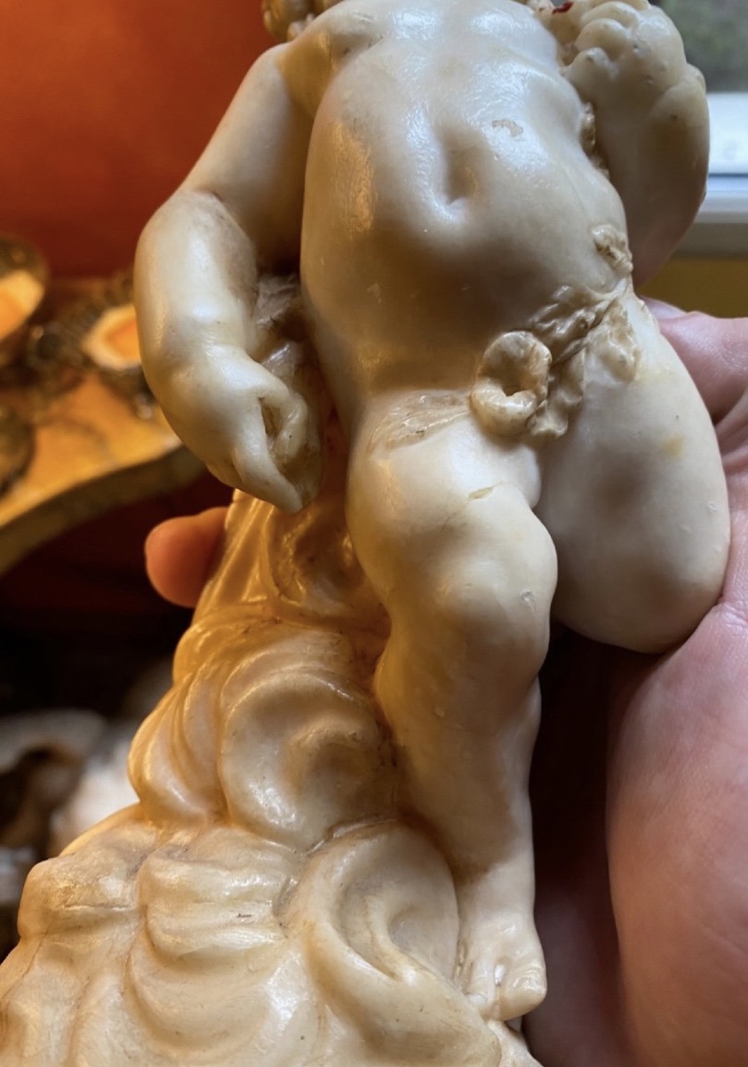 Zephyr, A Charming Albastre Statue — Italy, First Half Of The 18th Century-photo-2