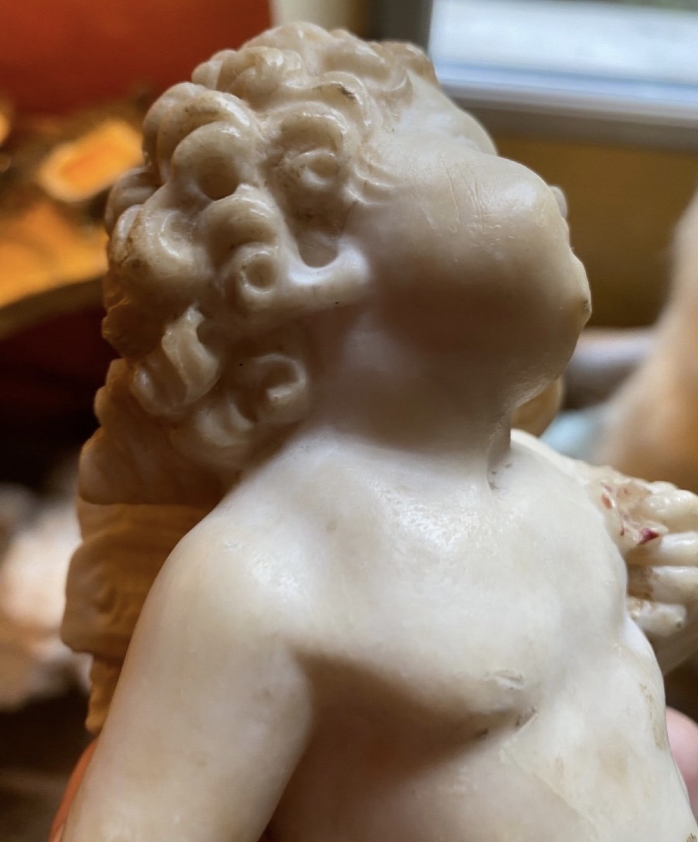 Zephyr, A Charming Albastre Statue — Italy, First Half Of The 18th Century-photo-3