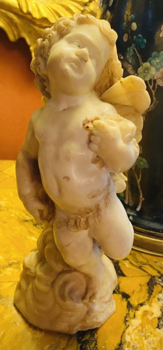 Zephyr, A Charming Albastre Statue — Italy, First Half Of The 18th Century-photo-5