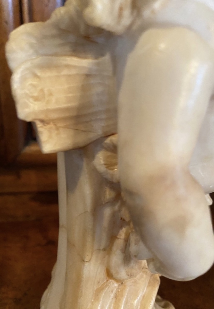 Zephyr, A Charming Albastre Statue — Italy, First Half Of The 18th Century-photo-8