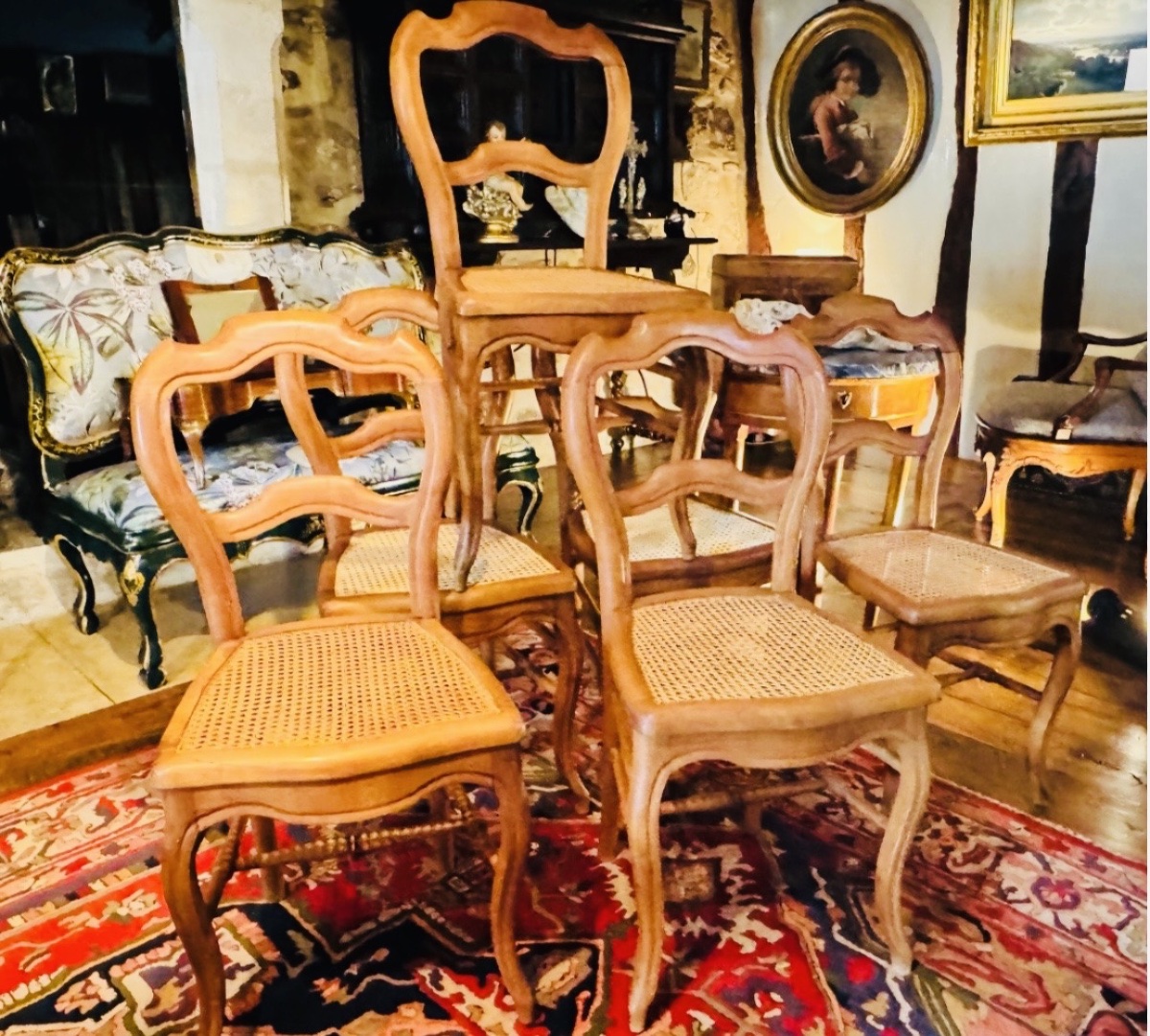 SÉRIE DE SIX CHAISES LOUIS-PHILIPPE EN MERISIER BLOND, ASSISES CANNÉES – XIXe SIÈCLE-photo-6