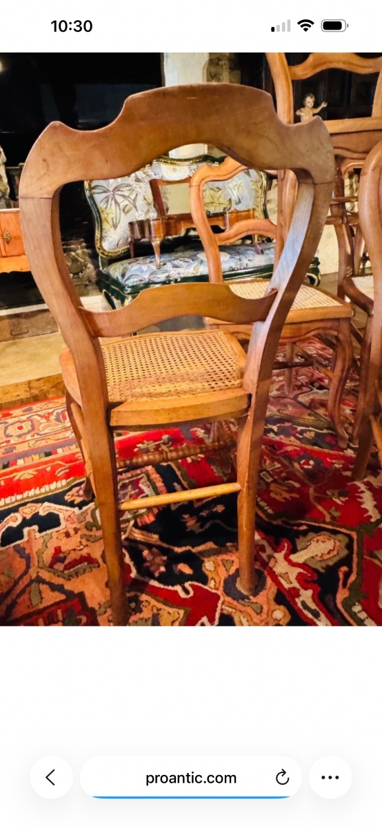 SÉRIE DE SIX CHAISES LOUIS-PHILIPPE EN MERISIER BLOND, ASSISES CANNÉES – XIXe SIÈCLE-photo-7