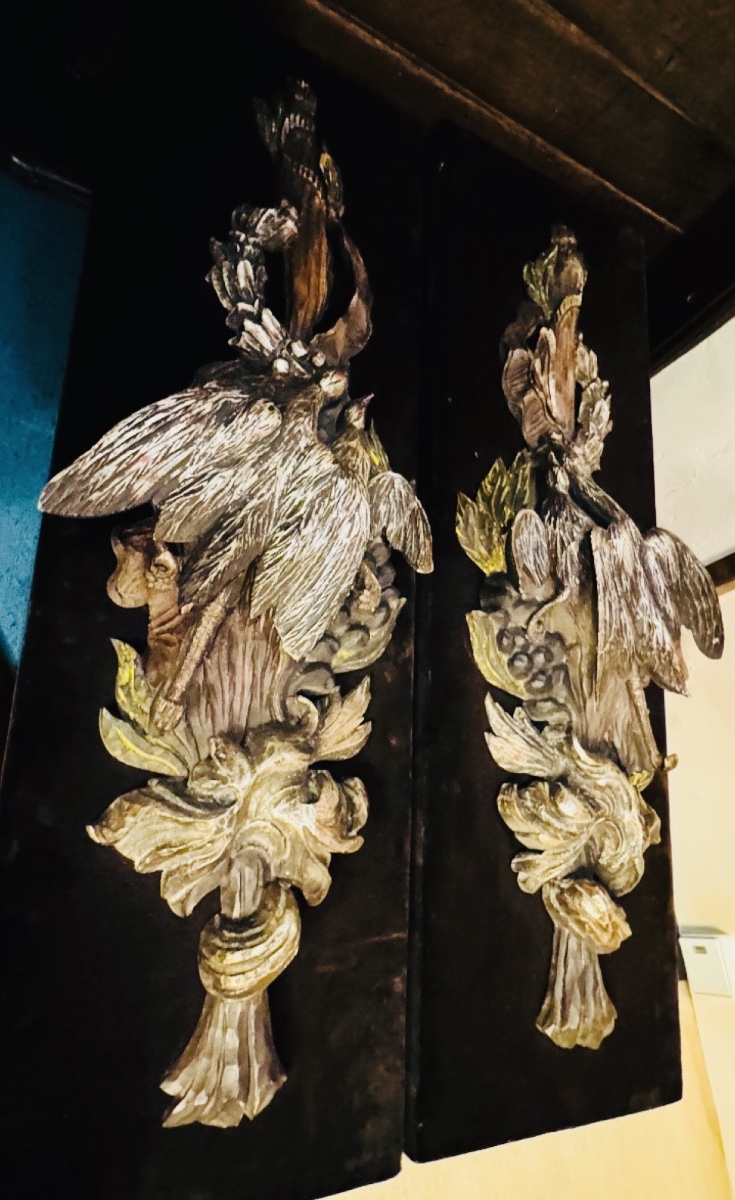 Pair Of Important Polychrome Wooden Bird Trophies – Early 20th Century-photo-2
