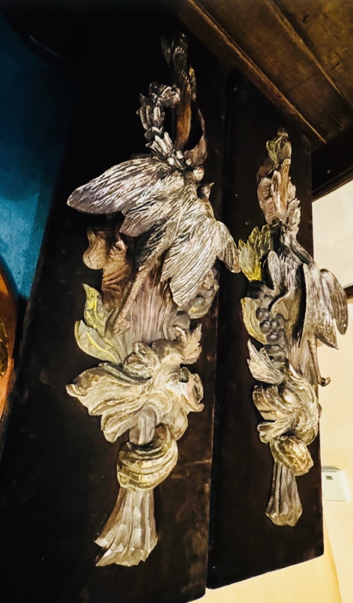Pair Of Important Polychrome Wooden Bird Trophies – Early 20th Century-photo-4