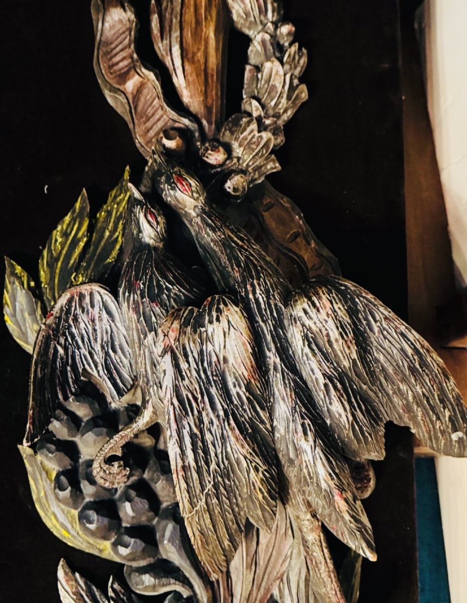 Pair Of Important Polychrome Wooden Bird Trophies – Early 20th Century-photo-7