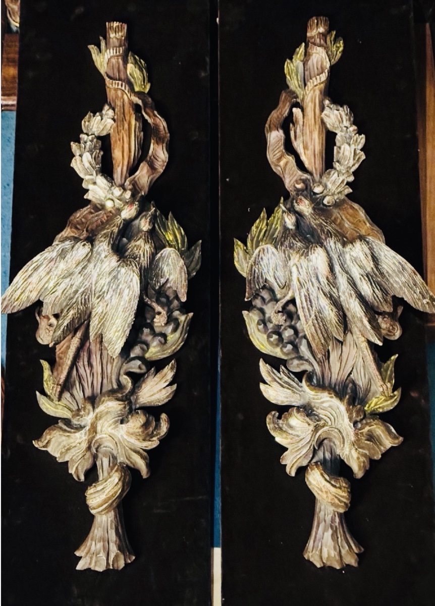 Pair Of Important Polychrome Wooden Bird Trophies – Early 20th Century