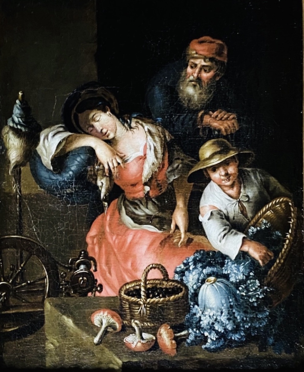 Market Scene In A Rural Interior – Central European School, Early 19th Century-photo-4