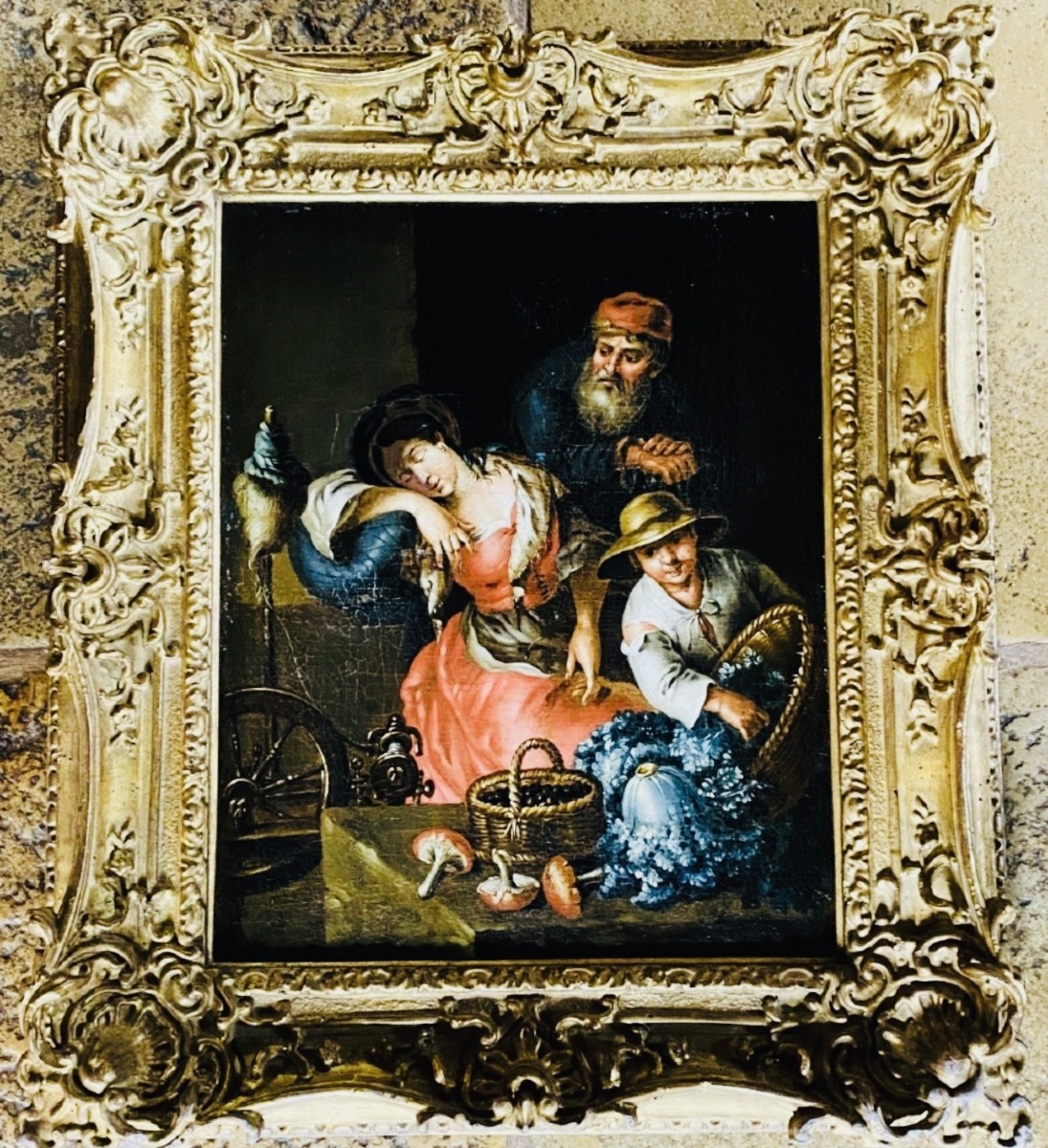 Market Scene In A Rural Interior – Central European School, Early 19th Century-photo-2