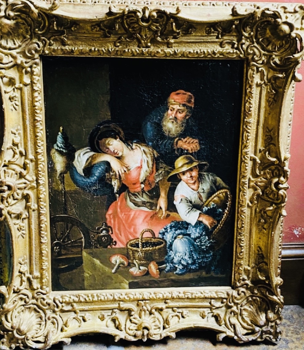 Market Scene In A Rural Interior – Central European School, Early 19th Century-photo-4