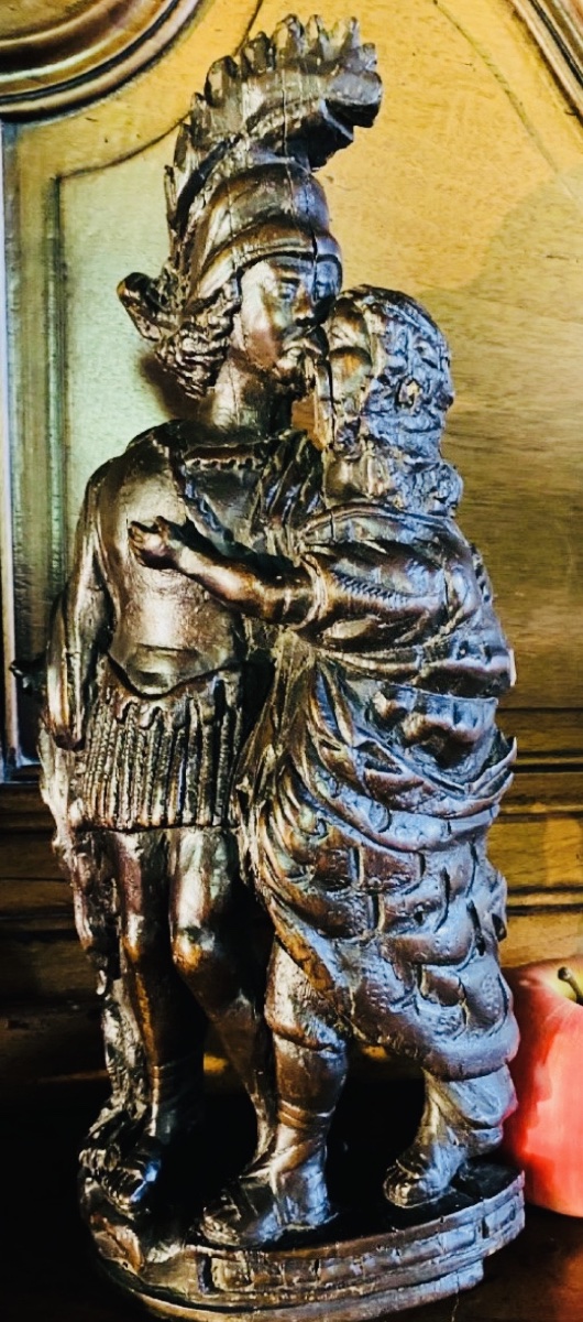 LE BAISER D'ADIEU - RARE HAUT-RELIEF EN BOIS SCULPTÉ DU XVIIIE SIÈCLE-photo-2