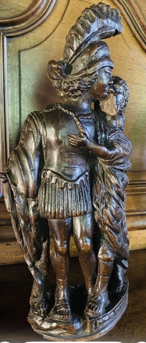 LE BAISER D'ADIEU - RARE HAUT-RELIEF EN BOIS SCULPTÉ DU XVIIIE SIÈCLE-photo-3
