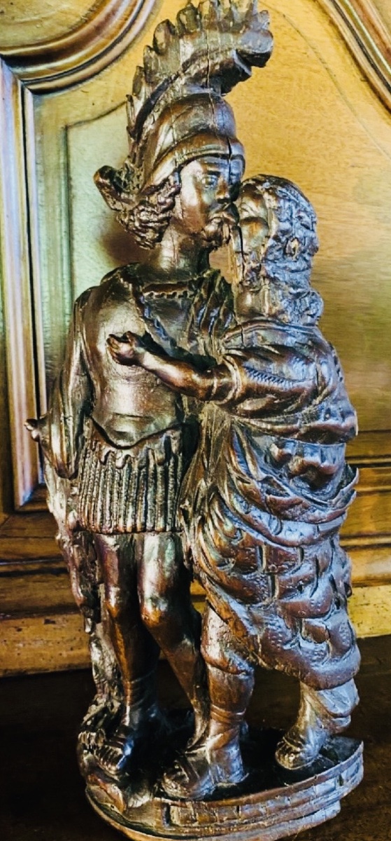 LE BAISER D'ADIEU - RARE HAUT-RELIEF EN BOIS SCULPTÉ DU XVIIIE SIÈCLE-photo-7