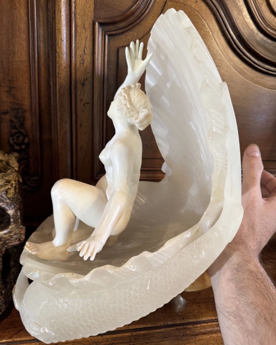 LA NAISSANCE DE VÉNUS – IMPORTANTE SCULPTURE ITALIENNE EN MARBRE ET ALBÂTRE, VERS 1920-1930-photo-6