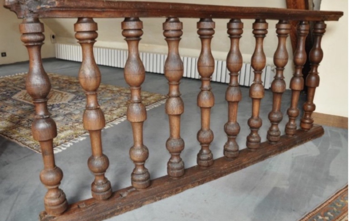 Large Oak Balustrade With Ten Balusters – Louis XIV Period, Circa 1700-photo-1