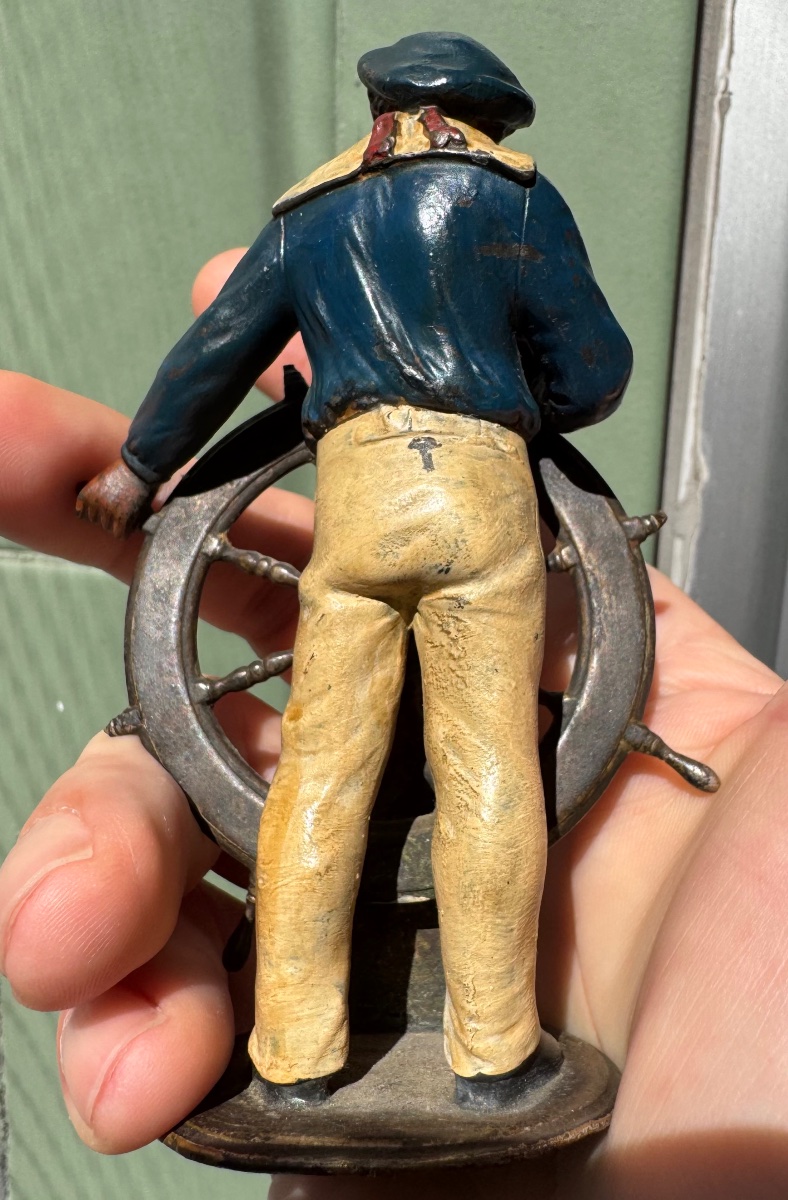 Sailor At The Helm, Polychrome Vienna Bronze Made Using The Pyrogenic Method, Circa 1900-photo-7