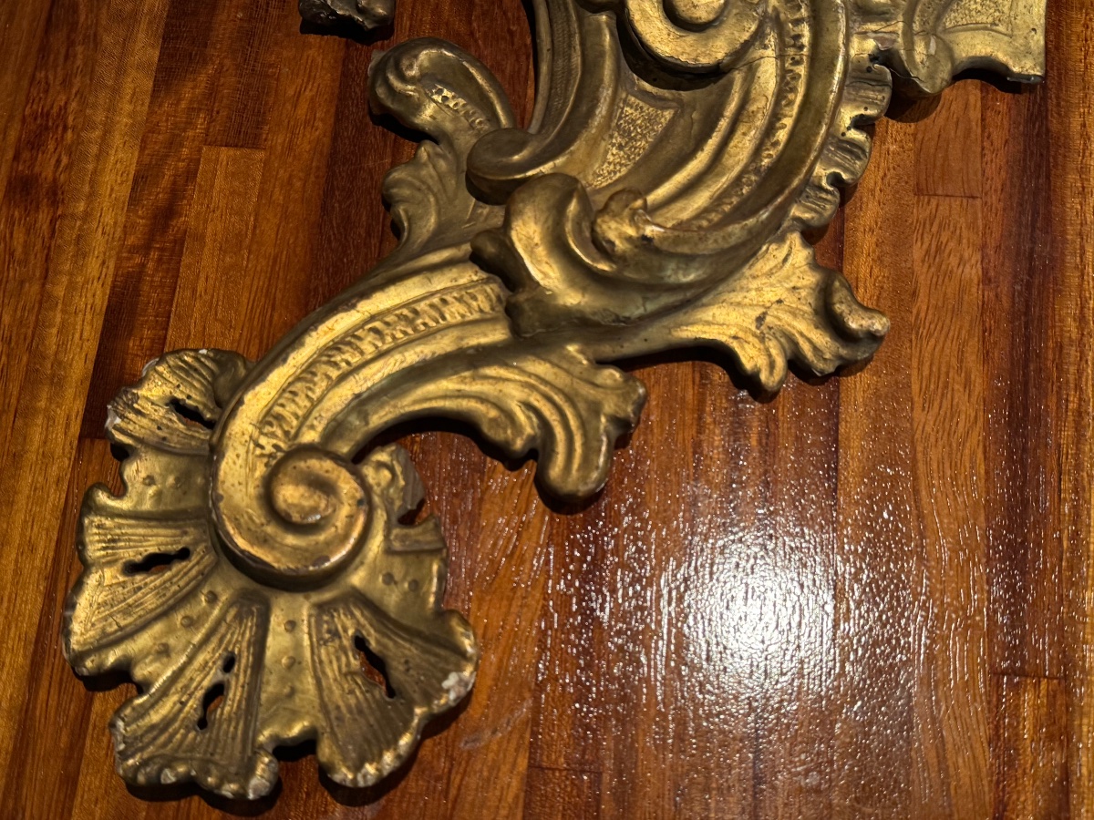 Small Rocaille Wall Console In Gilded Wood, Louis XV Period, 17th Century-photo-4