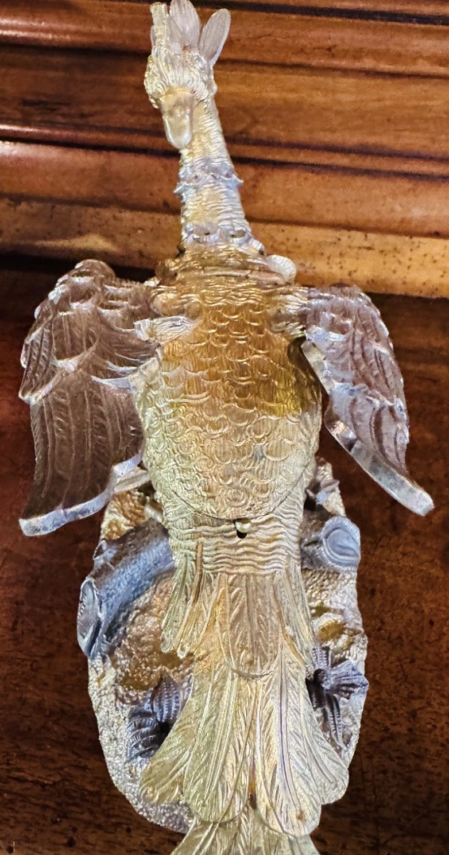 PHÉNIX EN BRONZE DORÉ ET ARGENTÉ FORMANT BAGUIER SECRET - ÉPOQUE NAPOLÉON III-photo-8