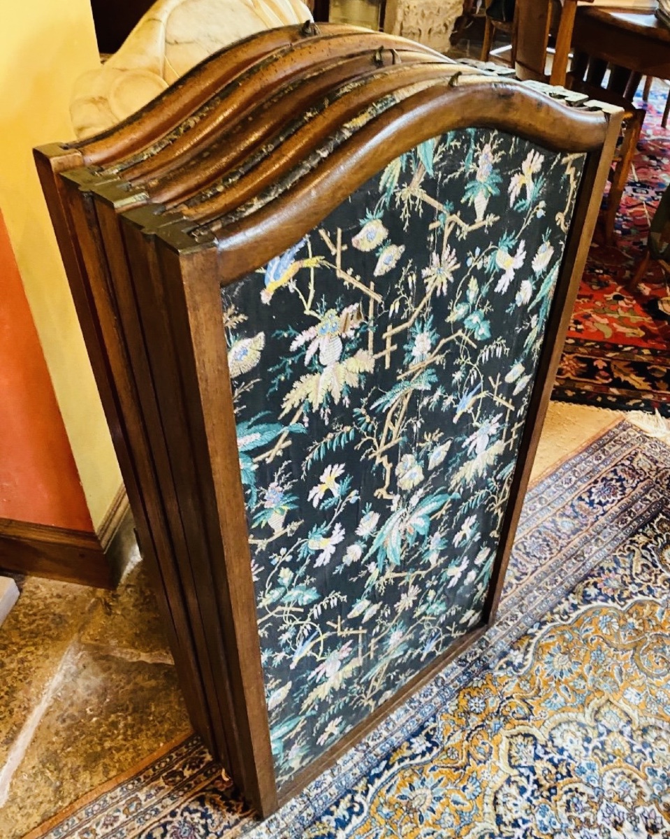 PARAVENT BAS À CINQ FEUILLES, PAPIER PEINT EXOTIQUE D'ÉPOQUE LOUIS XV - XVIIIe SIÈCLE-photo-4