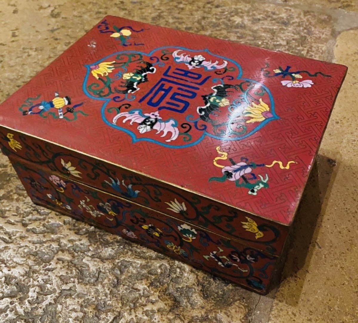 GRAND COFFRET CHINOIS EN ÉMAUX CLOISONNÉS - DÉBUT DU XXe SIÈCLE-photo-2