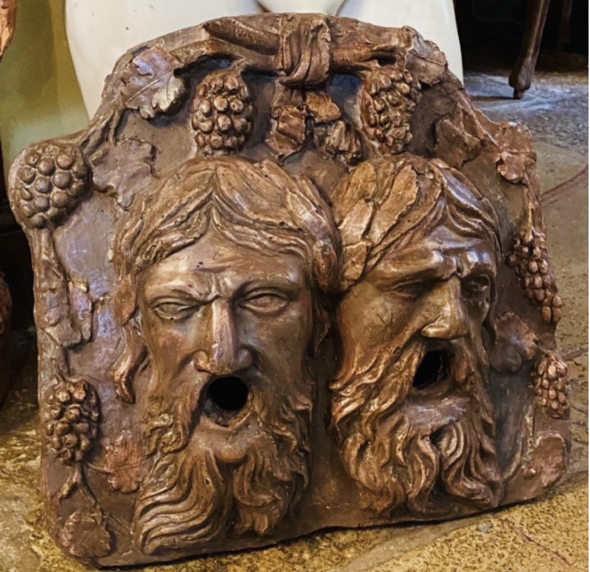 Bacchus, Fountain Spout, Bacchus Model, Large Patinated Plaster Sculpture From The Late 19th Century-photo-1