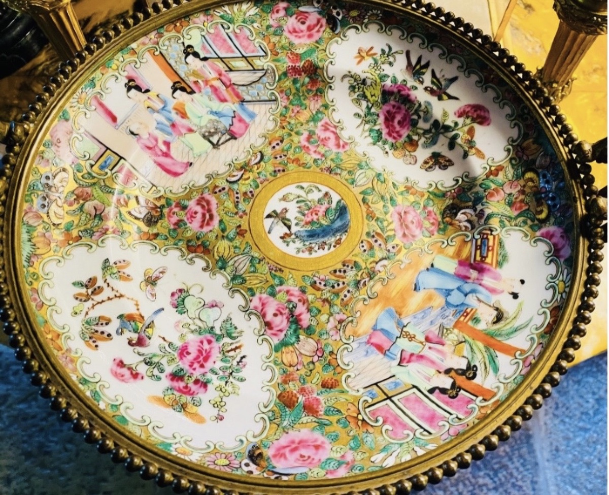 Large Standing Bowl Made Of Canton Porcelain And Gilded Bronze - Napoleon III Period-photo-4