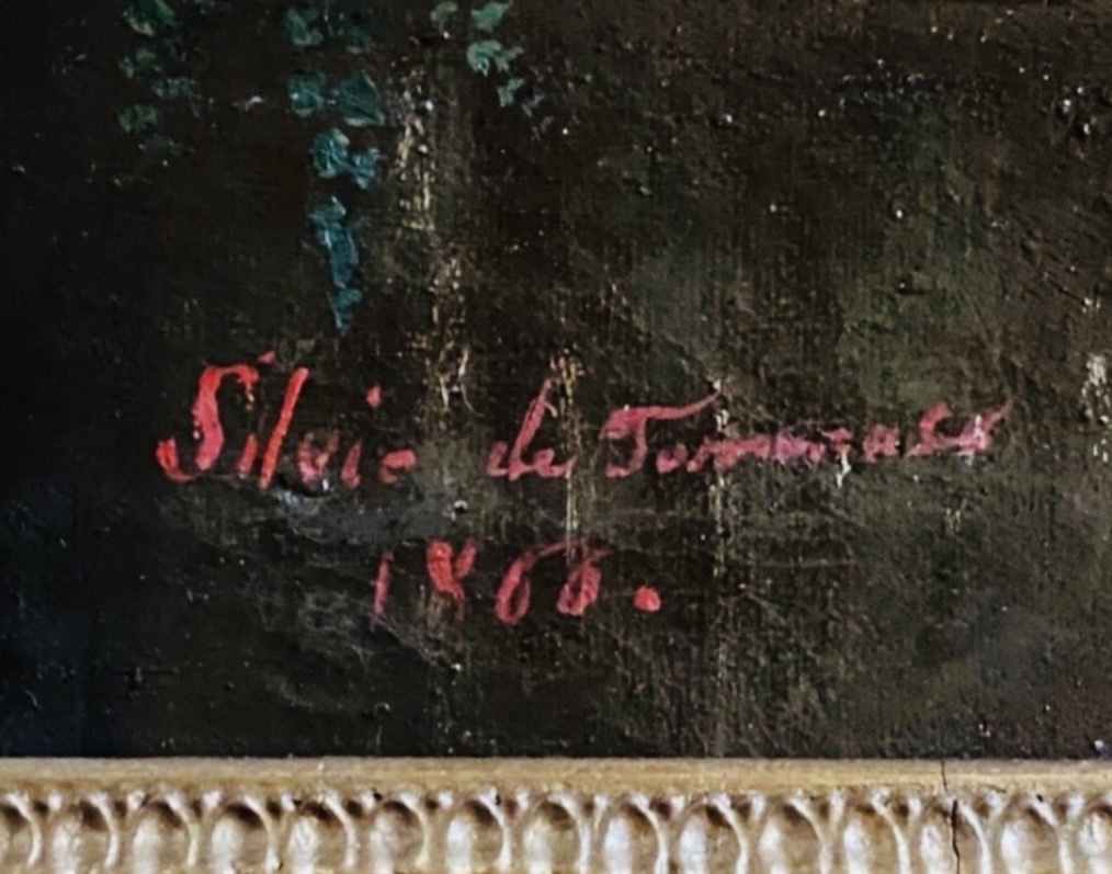 CAPRICE ITALIEN AUX PUTTI ET VASE MÉDICIS, HUILE SUR TOILE SIGNÉE ET DATÉE 1866-photo-8