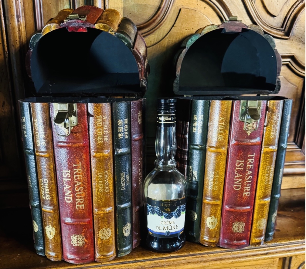PAIRE DE COFFRETS DE RANGEMENT EN FORME DE FAUX LIVRES - DÉCOR DE BIBLIOTHÈQUE ANGLAISE -photo-8