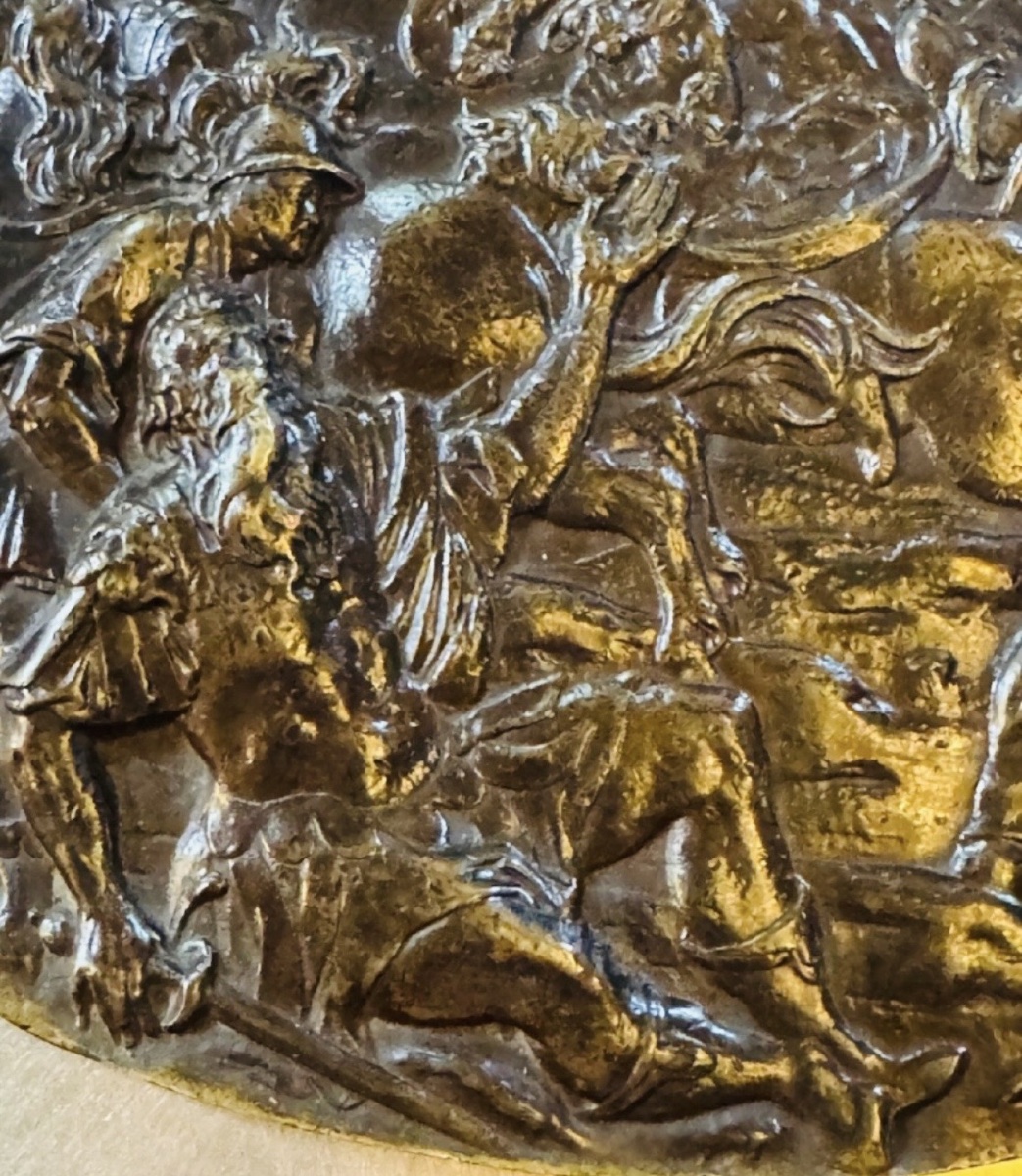 LA CONVERSION DE SAINT PAUL, GRANDE PLAQUE EN BRONZE DU XVII EME SIÈCLE EN FORT RELIEF-photo-2