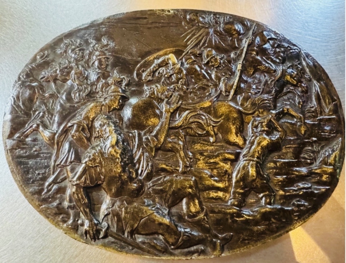 LA CONVERSION DE SAINT PAUL, GRANDE PLAQUE EN BRONZE DU XVII EME SIÈCLE EN FORT RELIEF