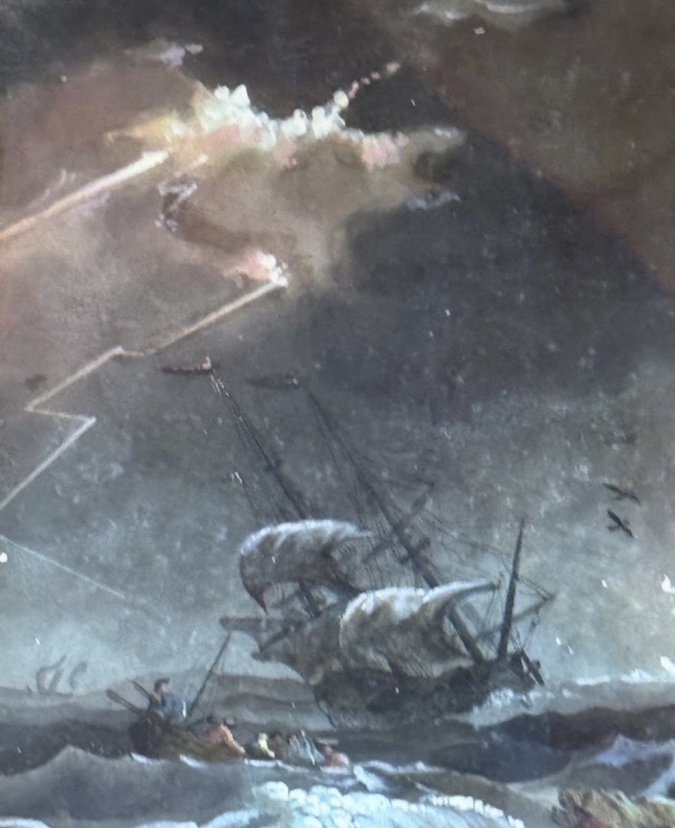 Shipwreck Scene, Late 18th-century Goache, In The Style Of Horace Vernet-photo-7