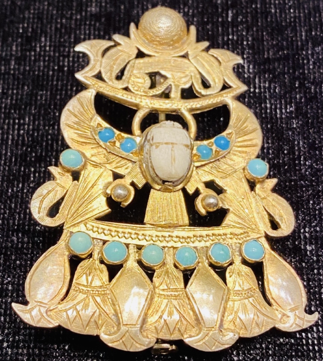 EGYPTOMANIA, BELLE BROCHE AUX MOTIFS ÉGYPTIENS 1ÈRE MOITIÉ DU XX EME SIÈCLE-photo-4
