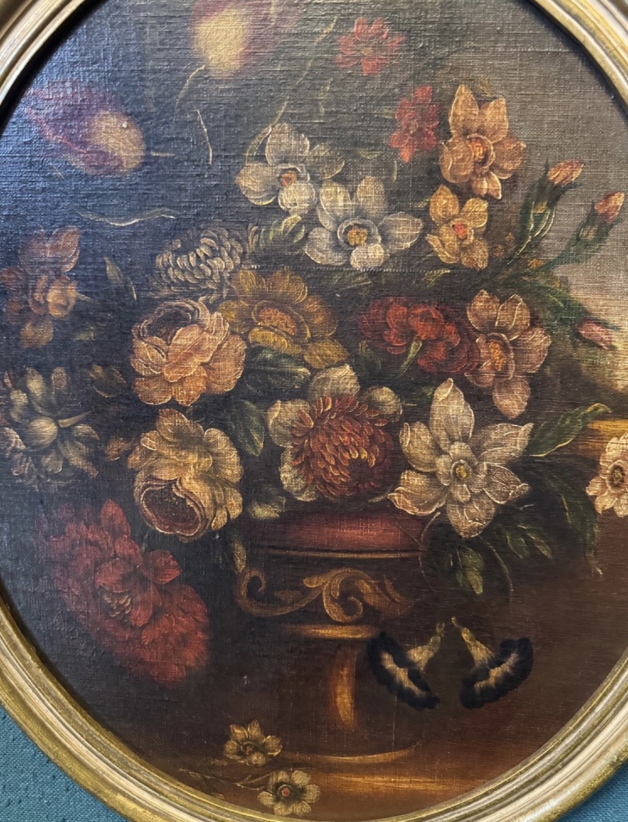 PAIRE DE NATURES MORTES AUX FLEURS et aux VASES Médicis DU XIXE SIÈCLE-photo-2