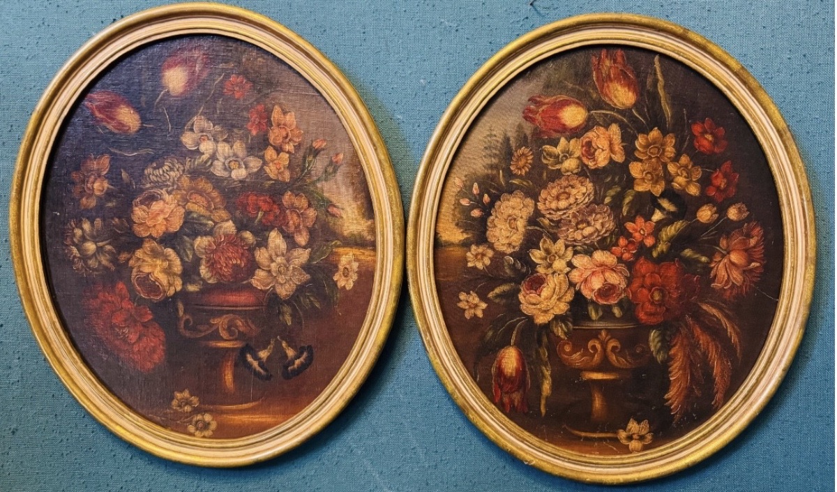 PAIRE DE NATURES MORTES AUX FLEURS et aux VASES Médicis DU XIXE SIÈCLE-photo-7