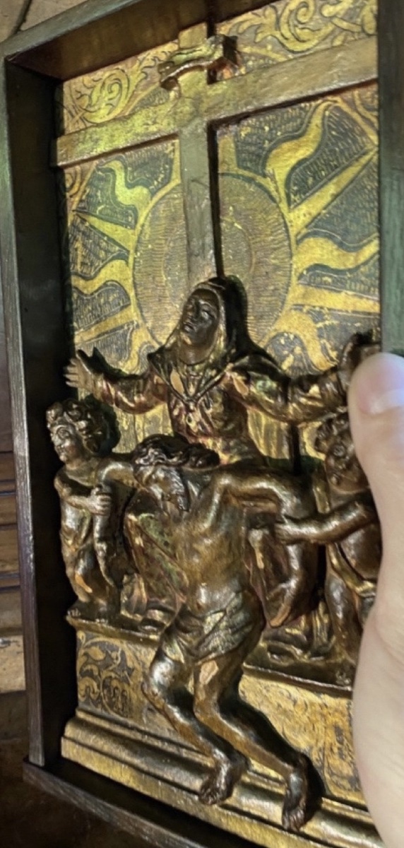 Carved And Polychrome Wooden Altarpiece Element – Central Europe, 18th Century-photo-1