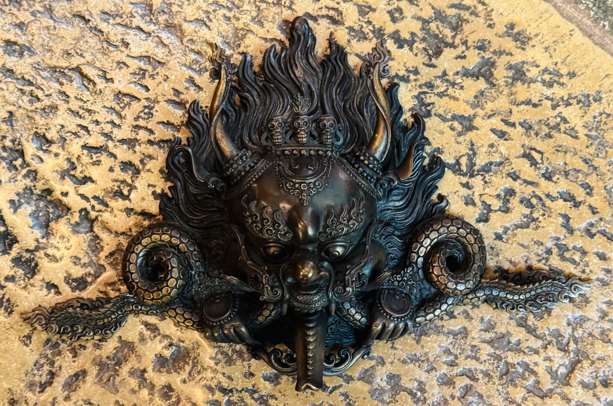 Patinated Bronze Bhairava-style Mask — Probably Nepal, 20th Century