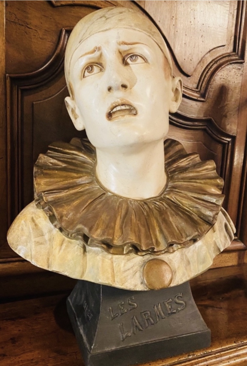The Tears, A Large Polychrome Plaster Bustof Pierrot-photo-2