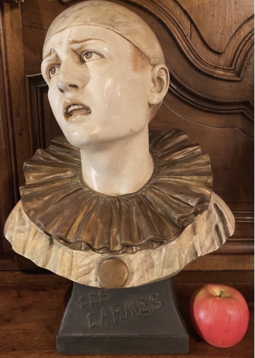 The Tears, A Large Polychrome Plaster Bustof Pierrot-photo-4