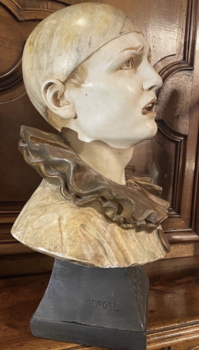 The Tears, A Large Polychrome Plaster Bustof Pierrot-photo-5