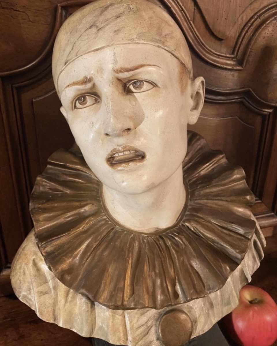 The Tears, A Large Polychrome Plaster Bustof Pierrot-photo-6