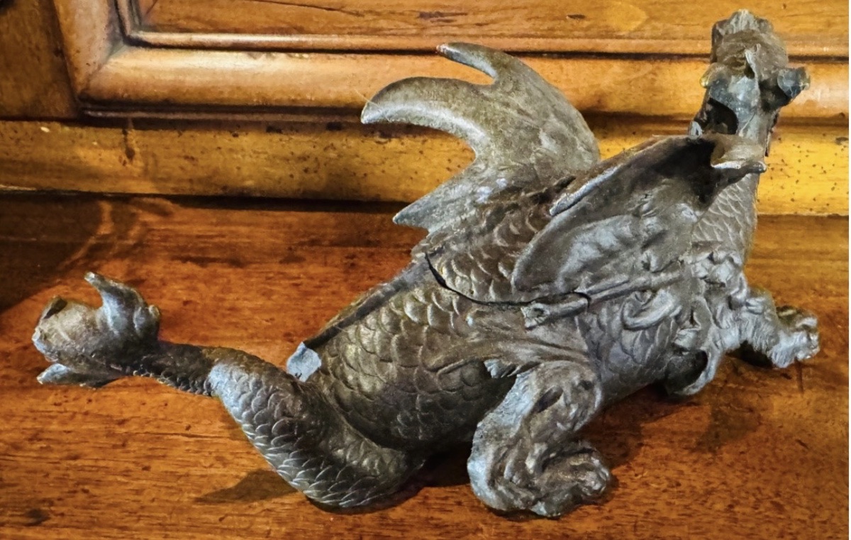 DRAGON EN BRONZE FORMANT ENCRIER , XIX EME SIÈCLE-photo-2