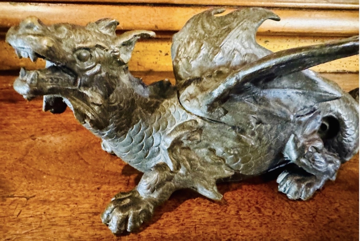 DRAGON EN BRONZE FORMANT ENCRIER , XIX EME SIÈCLE
